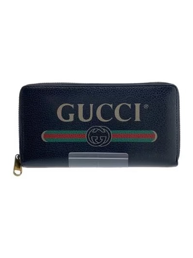 GUCCI Vintage Logo Print Zip Around Wallet "Black"