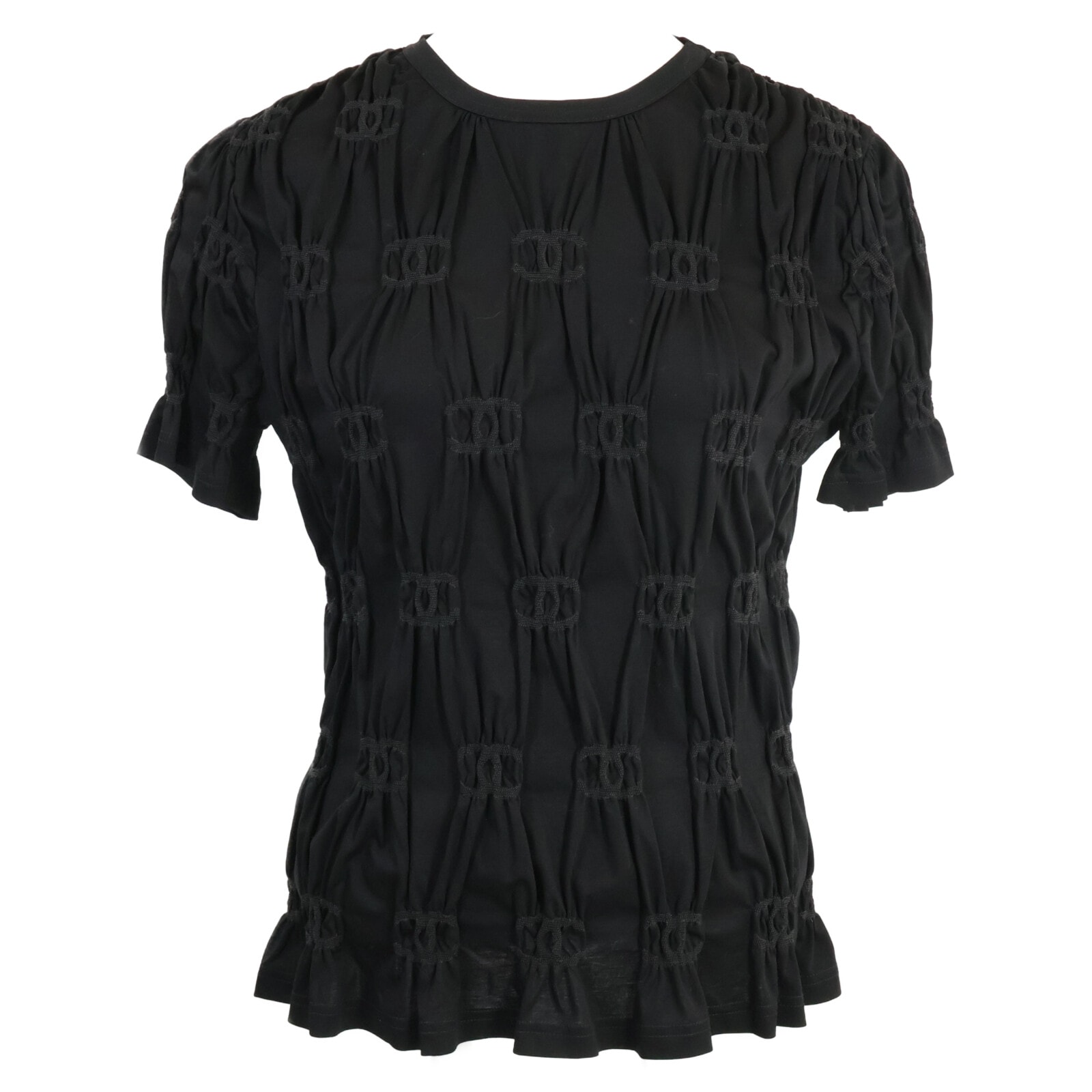 シャネル 【美品/国内正規/22年製】P71037K10173 クルーズ ココマーク シャーリング 半袖カットソー/ XS