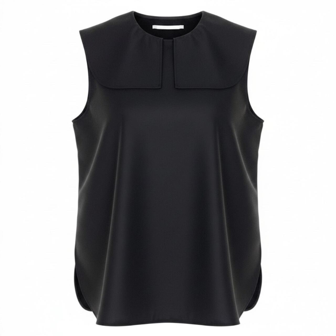 美品 JIL SANDER ジルサンダー 襟付 ノースリーブブラウス ブラック レーヨン シルク/ ブラウス A3-00190 【中古】