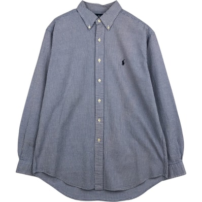 古着 ラルフローレン Ralph Lauren YARMOUTH ギンガムチェック シアサッカー 長袖 ボタンダウンチェックシャツ メンズL相当/eaa628790