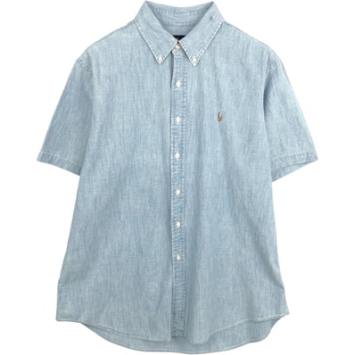 古着 ラルフローレン Ralph Lauren シャンブレー 半袖 ボタンダウンシャツ メンズXL相当/eaa665127