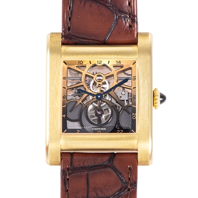 Cartier カルティエ プリヴェ タンク ノルマル スケルトン WHTA0021 50本限定 K18YG【中古】