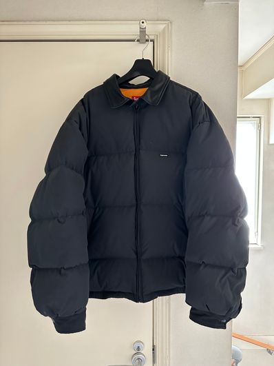 Supreme Leather Collar Puffy Jacket "Black"