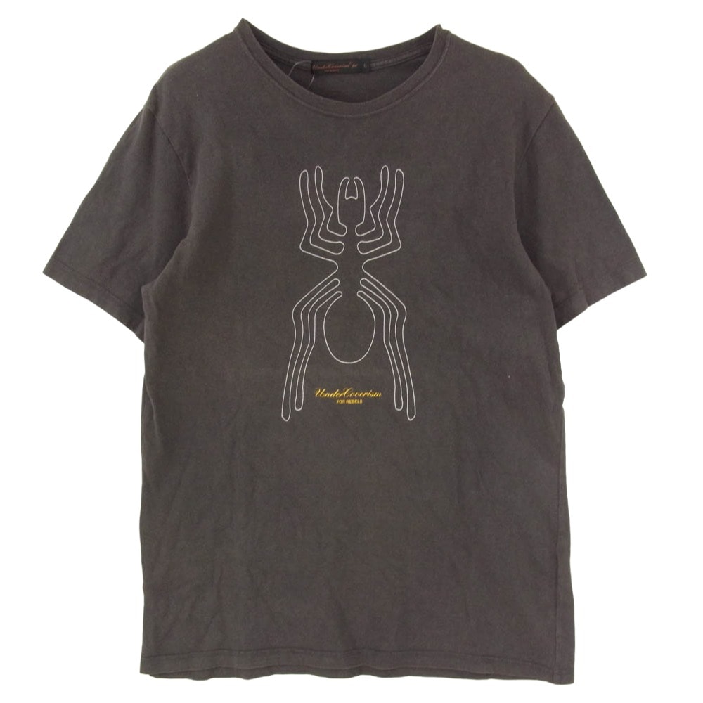 UNDERCOVER アンダーカバー FRAGMENT DESIGN フラグメントデザイン × FRAGMENT アーカイブ ナスカ 地上絵 プリント クルーネック Tシャツ グレー系 L【中古】