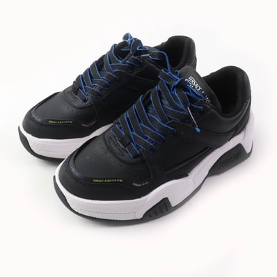 未使用品 ヴェルサーチ・ジーンズ
スニーカー ブラック ブルー レディース 35 71VA3SF1