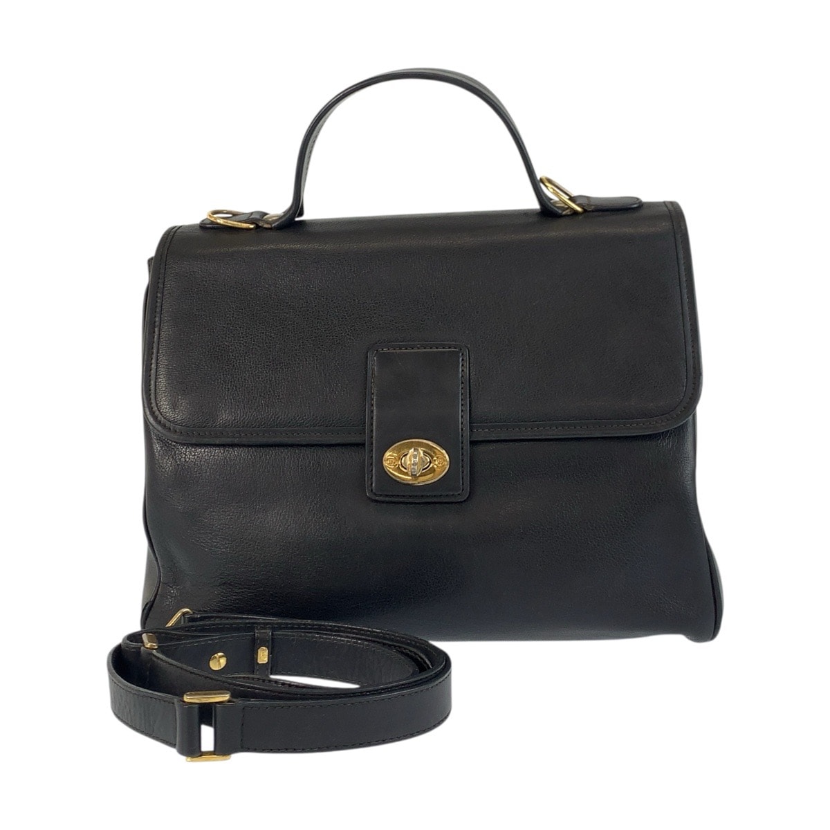 美品 GUCCI グッチ ヴィンテージ オールドグッチ ブラック 黒 ゴールド金具 レザー ハンドバッグ ショルダーバッグ 2way 601317 【中古】