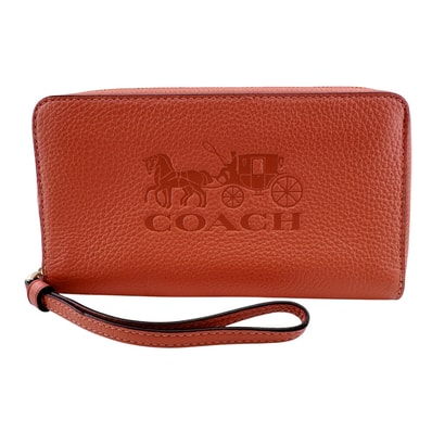 コーチ COACH 長財布 マディソンロゴ ヘリテージロゴ ホース アンド キャリッジ ペブルド オーガナイザー ラウンドファスナー F75908 ピンク
