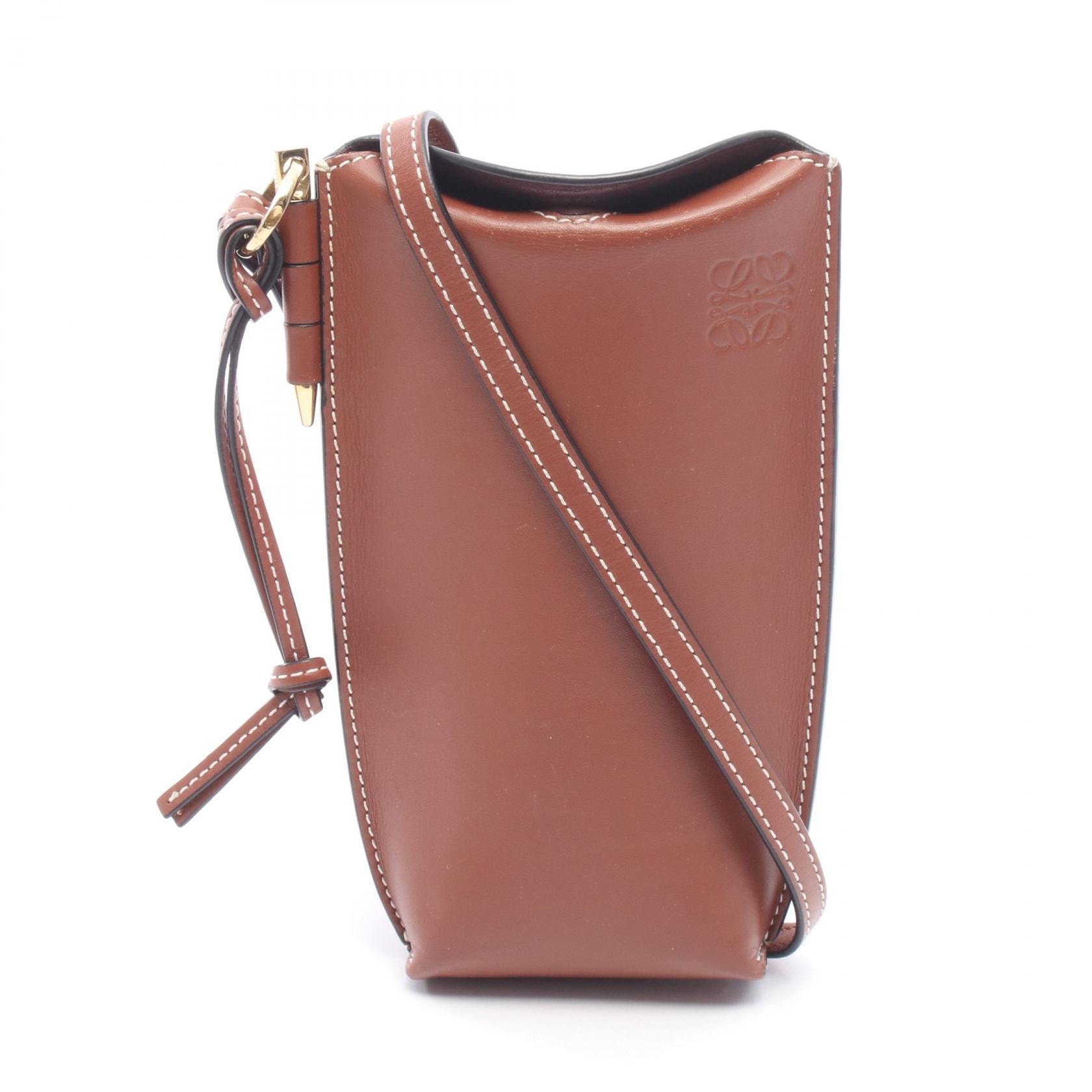 ロエベ LOEWE GATE POCKET ゲートポケット ショルダーバッグ バッグ レザー レディース ブラウン系 【中古】