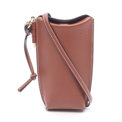 ロエベ LOEWE GATE POCKET ゲートポケット ショルダーバッグ バッグ レザー レディース ブラウン系 【中古】