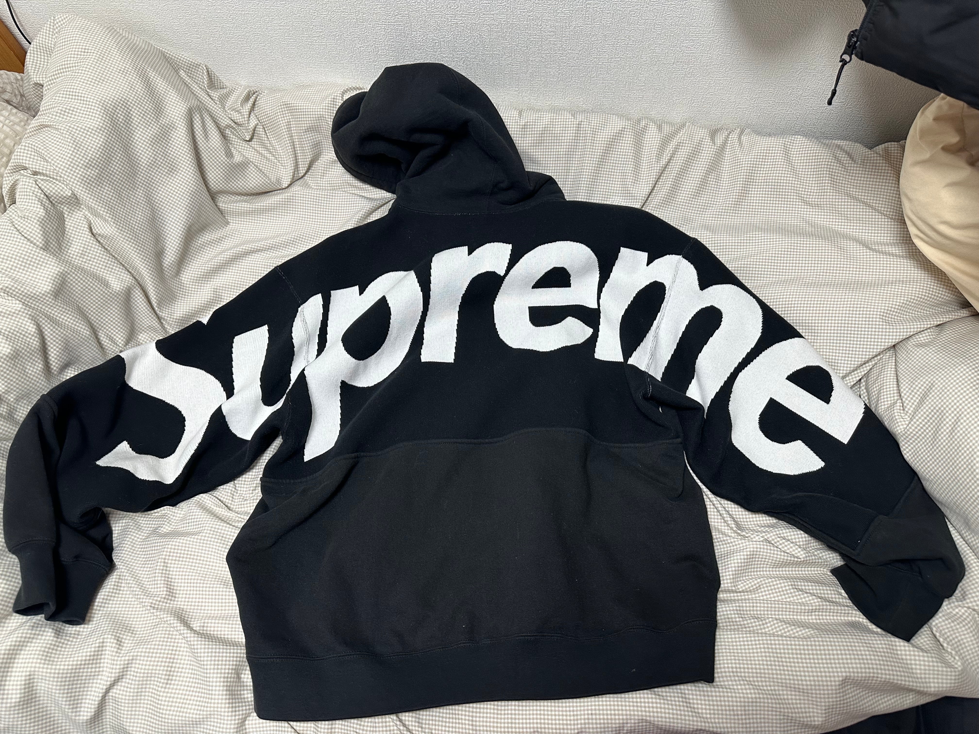 Supreme Big Logo Jacquard Hooded Sweatshirt "Black"