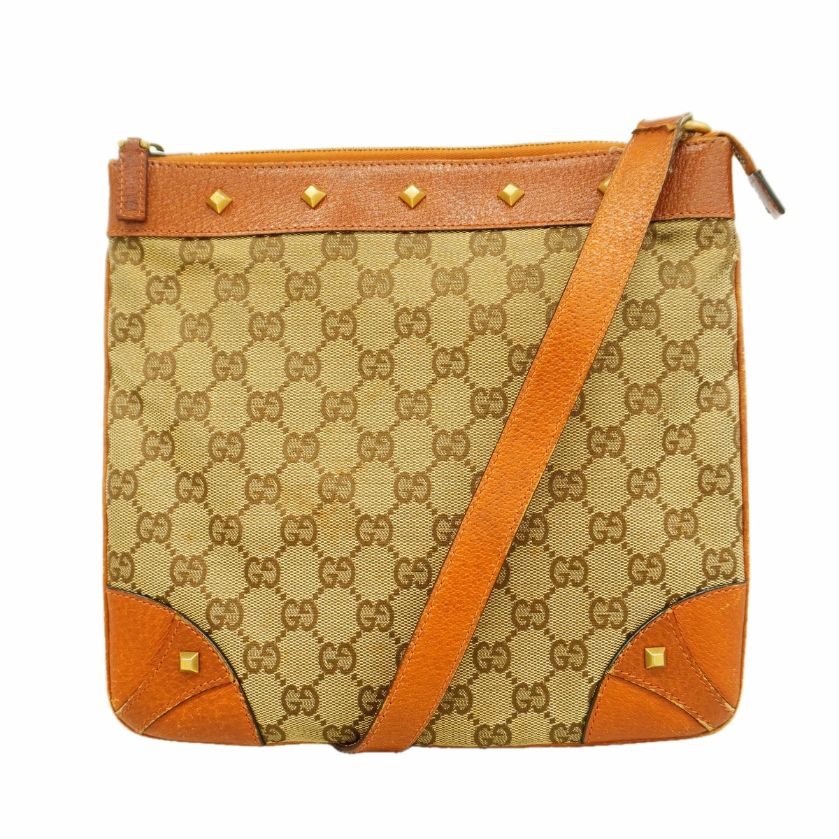 ★最終価格★SALE【6hb1152-k】グッチ ショルダーバッグ GGキャンバス 120893 キャンバス ベージュ ブラウン ゴールド金具【中古】レディース