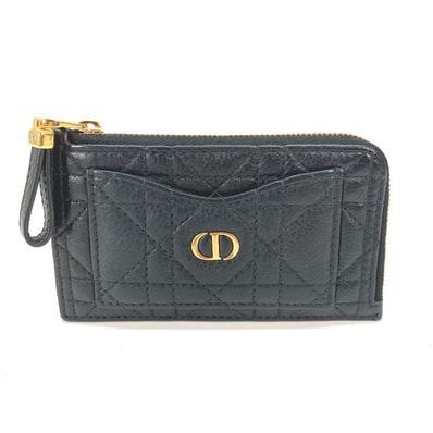 ディオール Dior Dior Caro Cosmos ジップ カードホルダー S5131UWHC_M900 カロ カナージュ L字ファスナー 小銭入れ ウォレット カードケース コインケース レザー ブラック