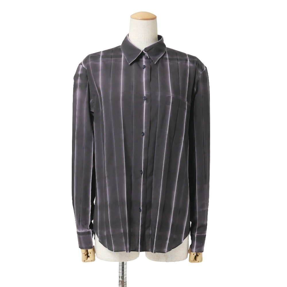 ■美品■ISSEY MIYAKE イッセイミヤケ FETE フェット 長袖シャツ サイズ2 プリーツ ストライプ ブラウス ブランド古着【中古】20260907/RB0883