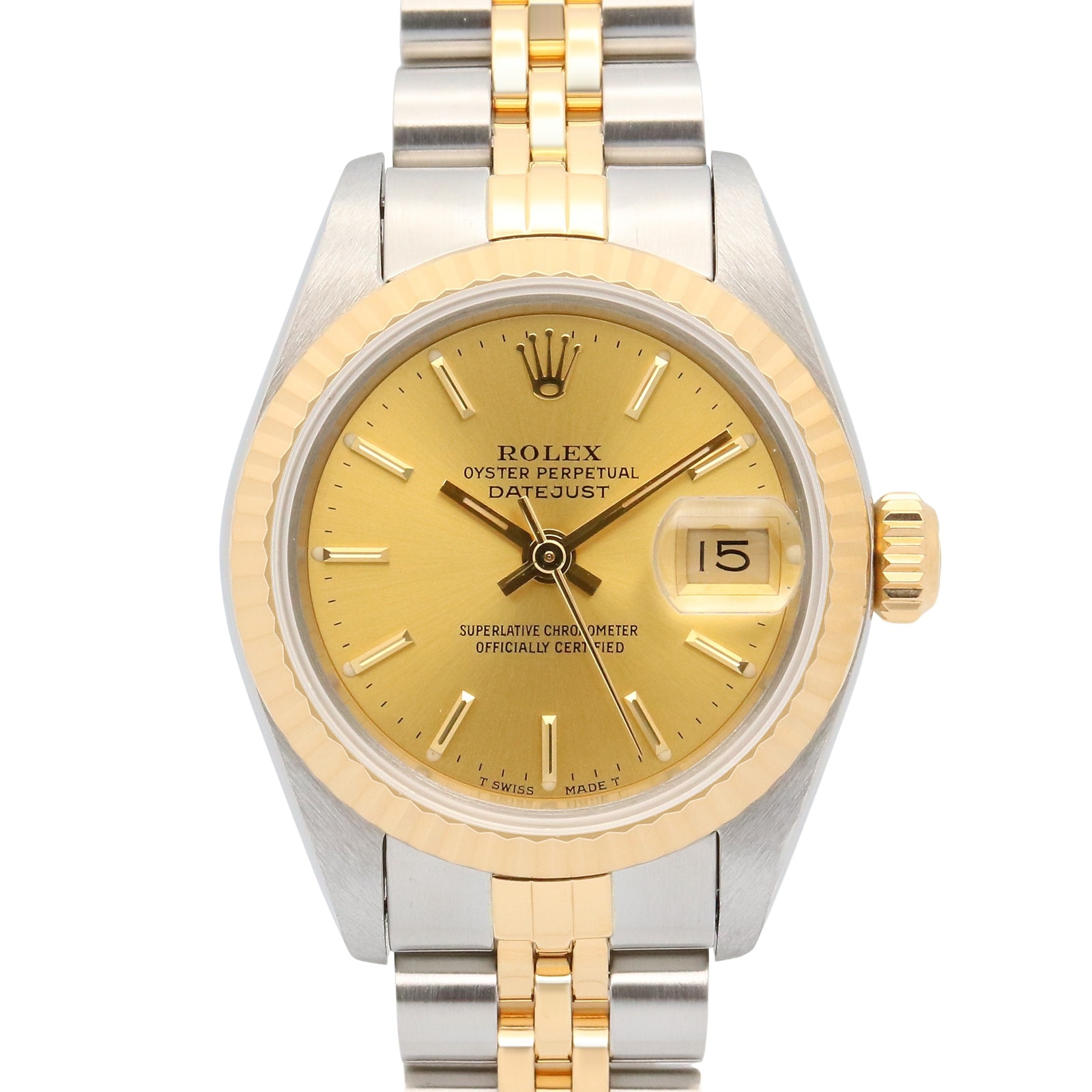 ロレックス ROLEX デイトジャスト E番 腕時計 時計 K18(イエローゴールド) ステンレススチール レディース ゴールド系 シャンパン/バー 69173 【中古】