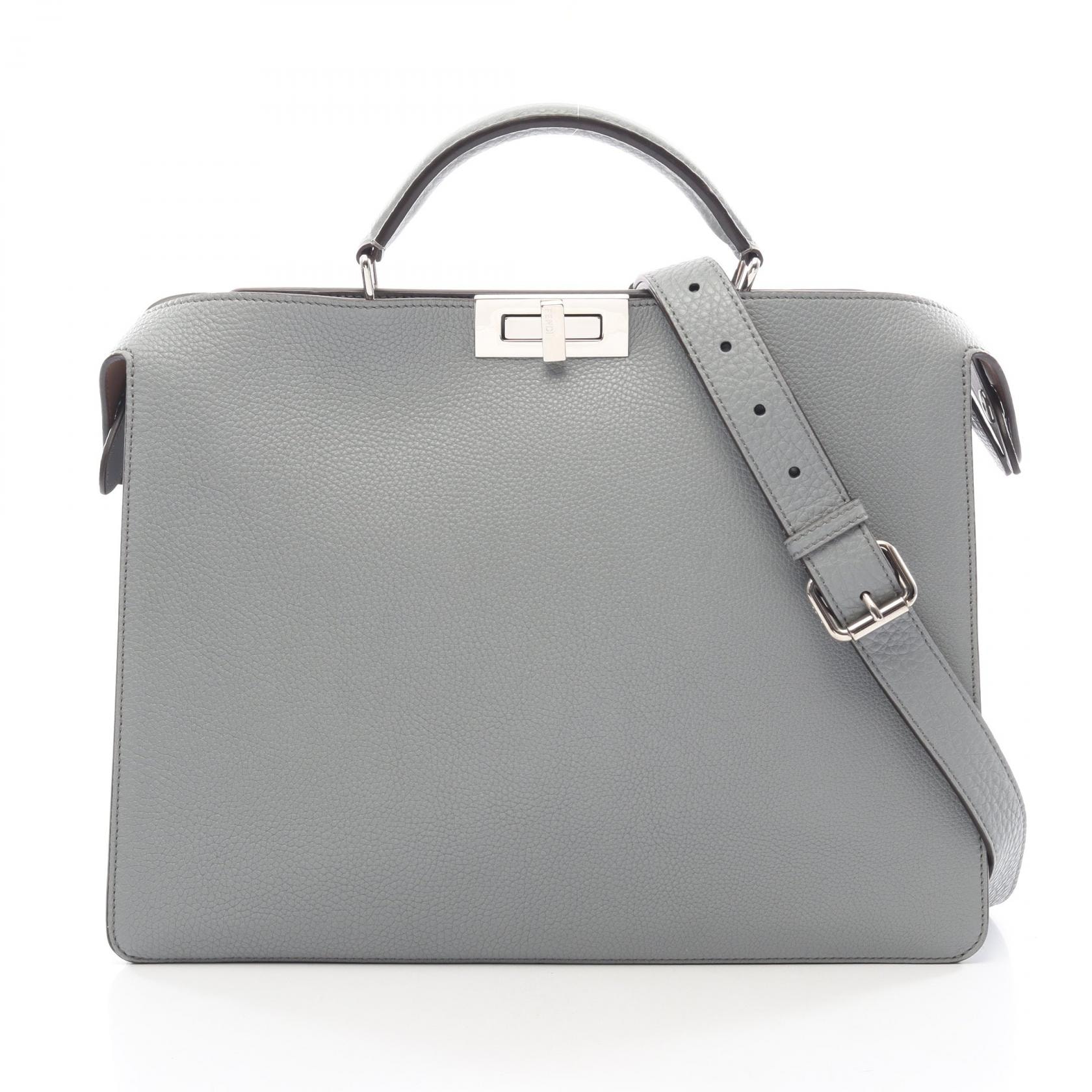 フェンディ FENDI ピーカブー アイシーユー ミディアム 2WAY ハンドバッグ バッグ レザー メンズ ブルー系 7VA529 【中古】