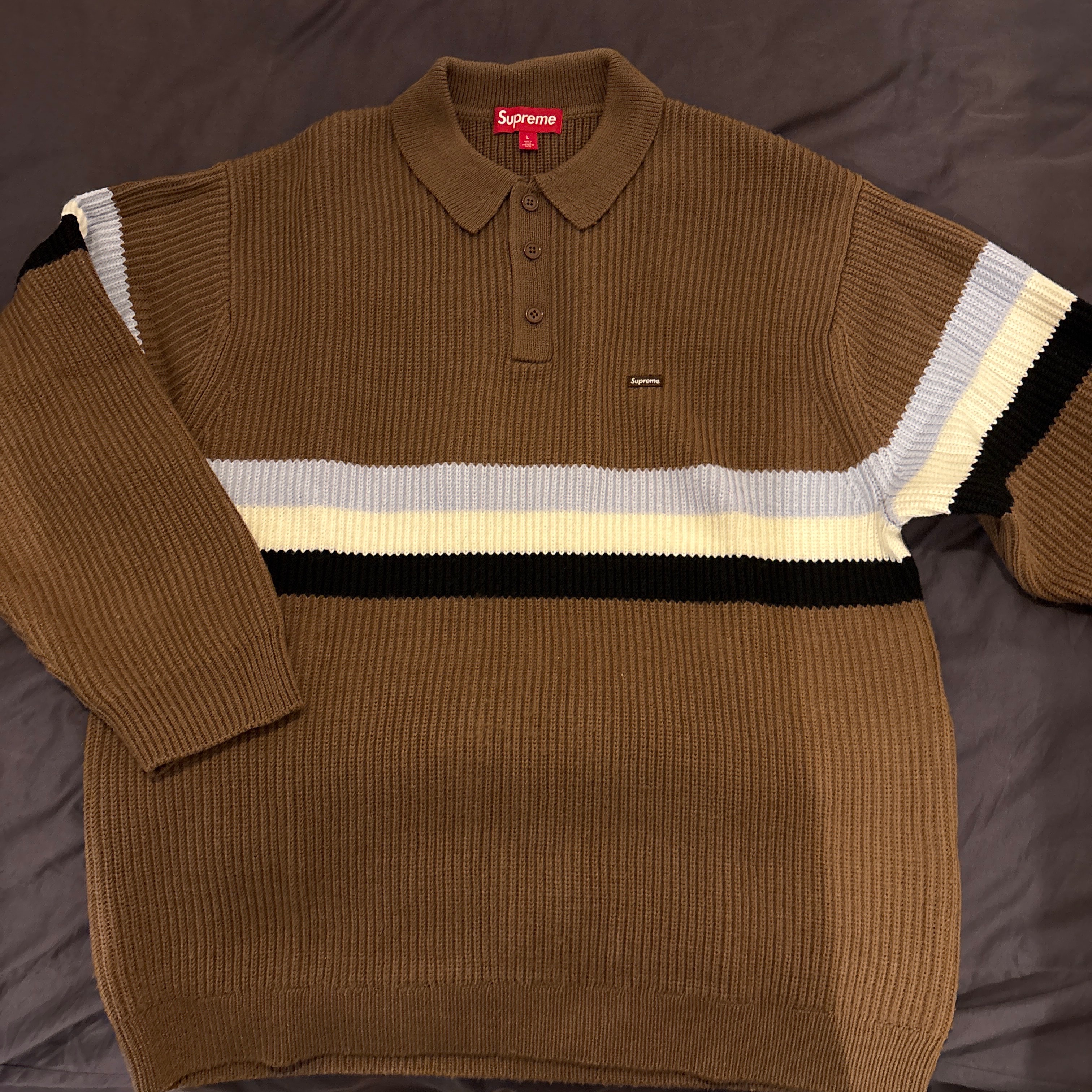 ⭐️美品⭐️Supreme シュプリーム スモールボックス ポロ セーター ブラウン Supreme Small Box Polo Sweater 