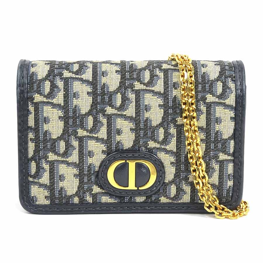 クリスチャンディオール Christian Dior ショルダーバッグ オブリーク キャンバス/レザー ネイビー レディース【中古】 h32662a