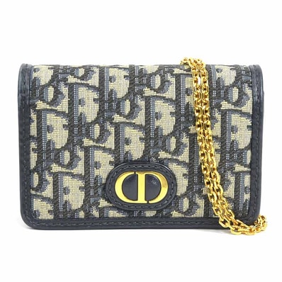 クリスチャンディオール Christian Dior ショルダーバッグ オブリーク キャンバス/レザー ネイビー レディース【中古】 h32662a
