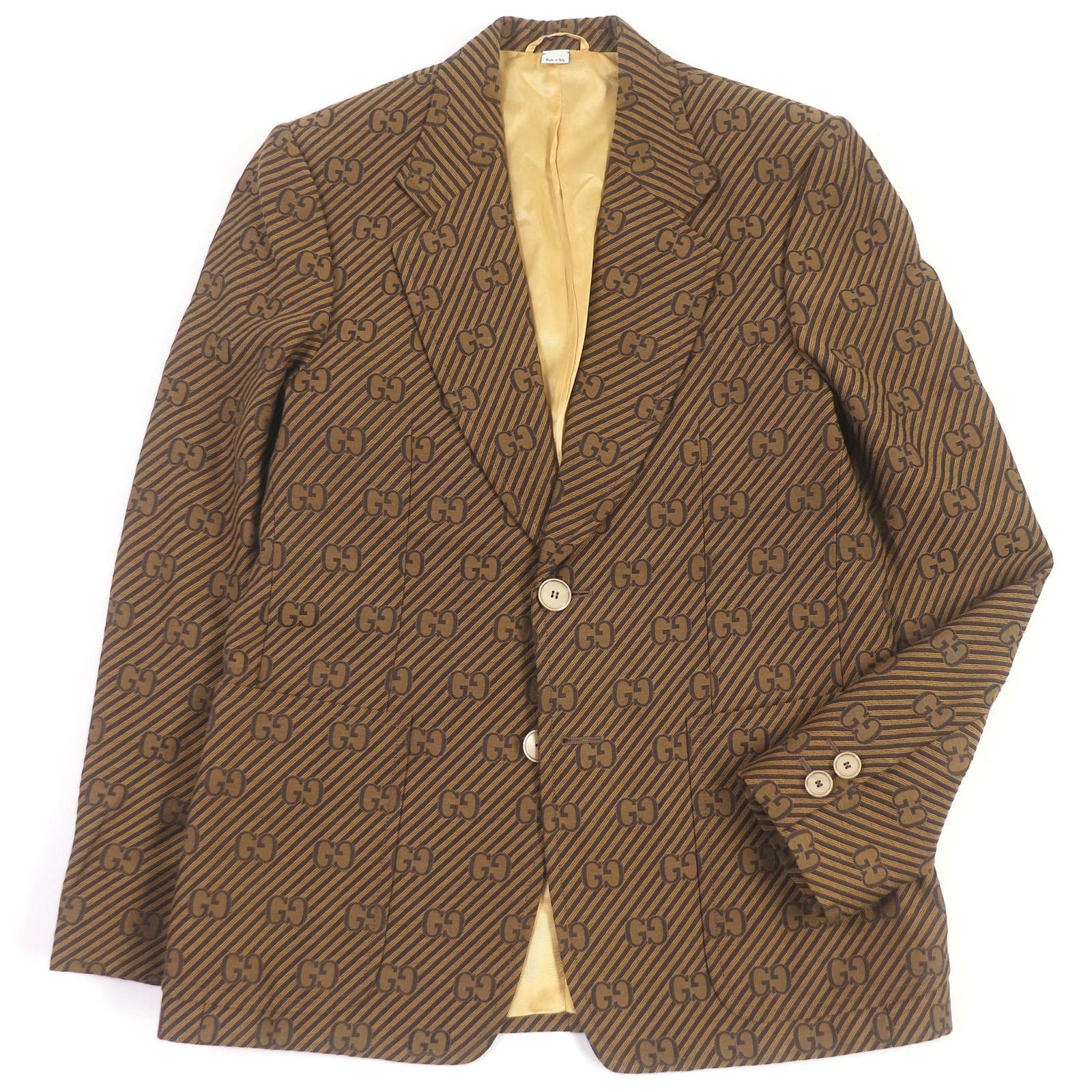 グッチ GUCCI レザーテーラードジャケット 40 茶 /KN □OS