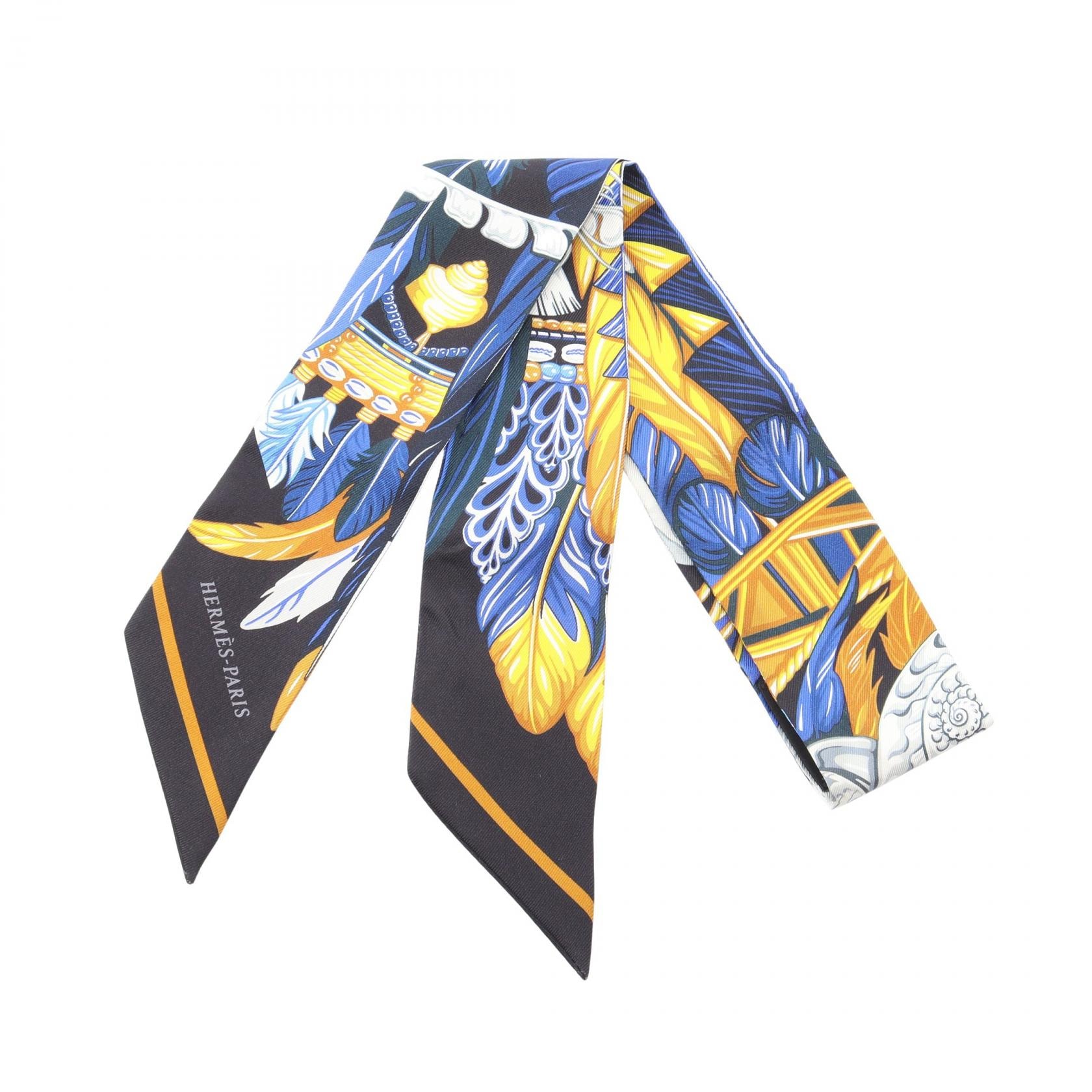 エルメス HERMES ツイリー Danse Pacifique スカーフ 衣料品 シルク シルク レディース ブラック系 / ブルー系 / マルチカラー 【中古】