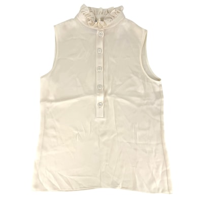 CHANEL シャネル ブラウス ノースリーブ ハイネック トップス アパレル 服 36 アイボリー シルク レディース 夏【中古品】