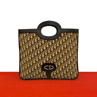 Christian Dior ディオール トロッター 柄 CD ロゴ 金具 キャンバス レザー ハンドバッグ ブラウン
34270