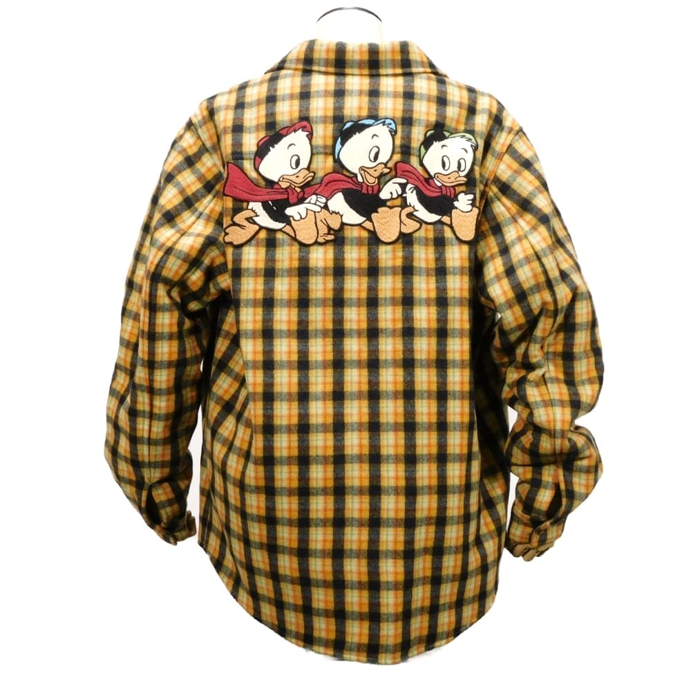 GUCCI グッチ ドナルドダック チェック ウールシャツ 21SS DIY マルチカラー 44 170/84A 美品 ディズニー イエロー 長袖シャツ 638805 ZAGG6 7029