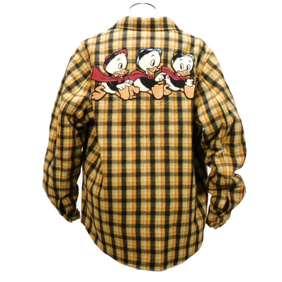 GUCCI グッチ ドナルドダック チェック ウールシャツ 21SS DIY マルチカラー 44 170/84A 美品 ディズニー イエロー 長袖シャツ 638805 ZAGG6 7029