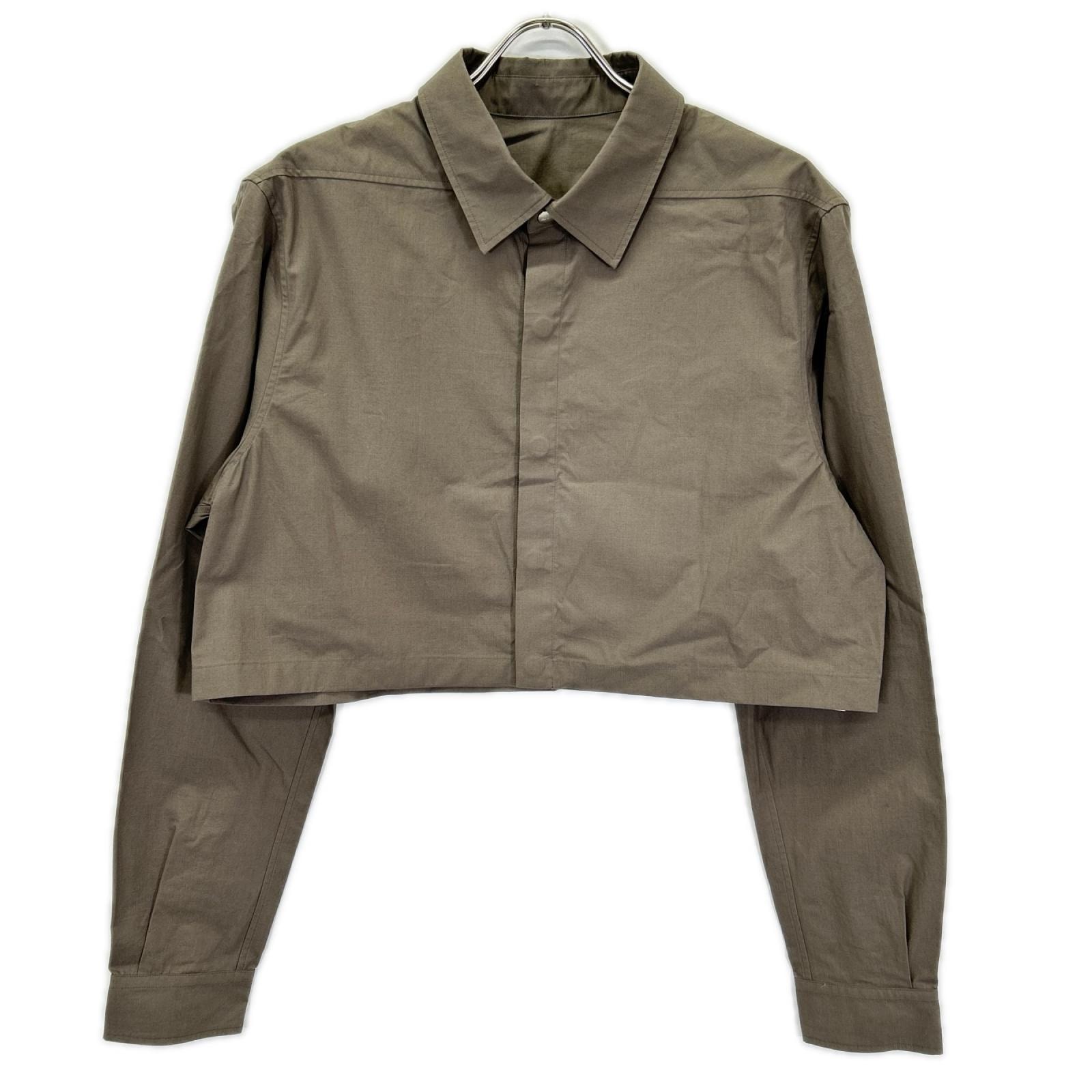 リックオウエンス 25SS RP01E7240P ブラウン CROPPED OUTERSHIRT/クロップドシャツ 44