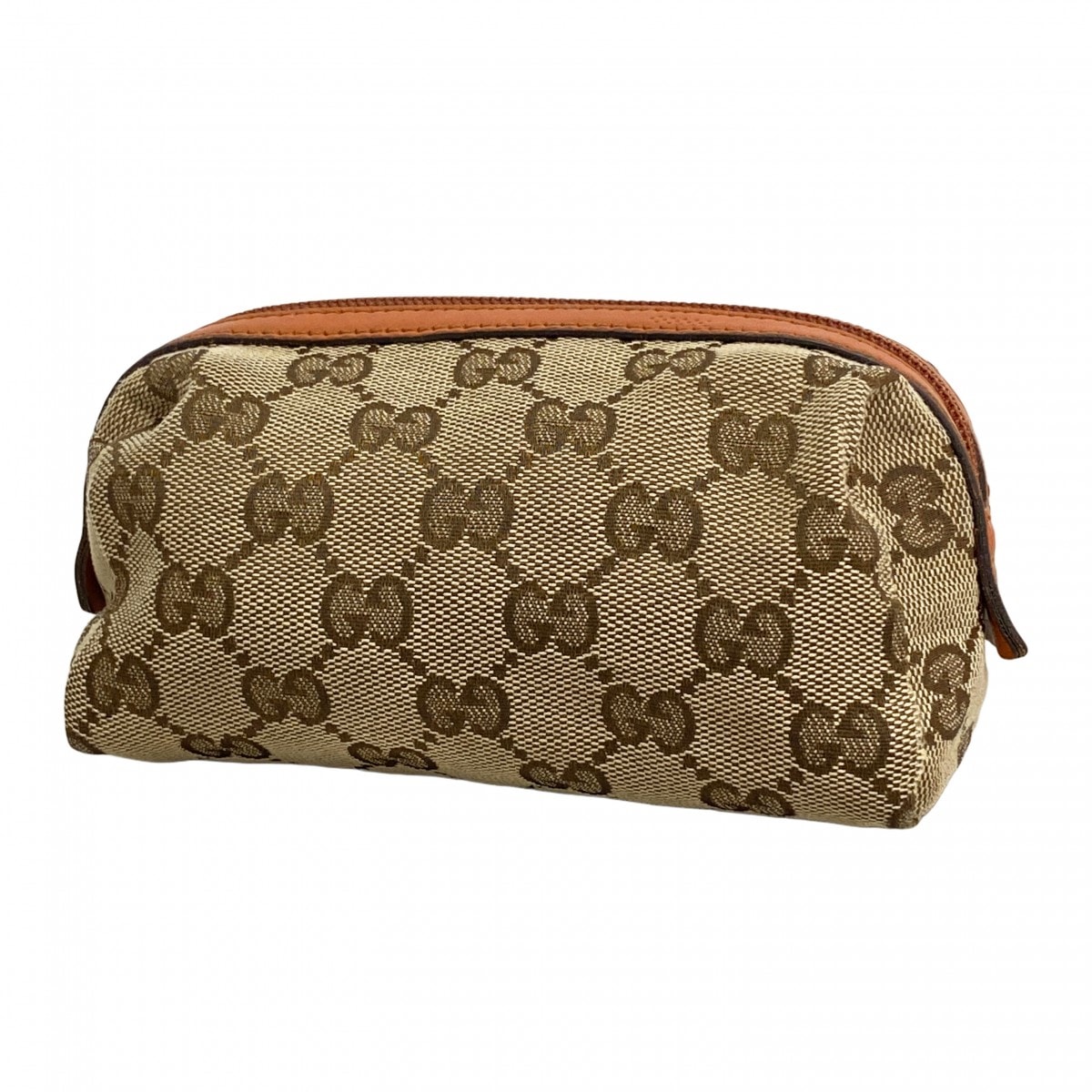 【6db1941-k】グッチ ポーチ GGキャンバス 29596 キャンバス ブラウン ゴールド金具【中古】レディース