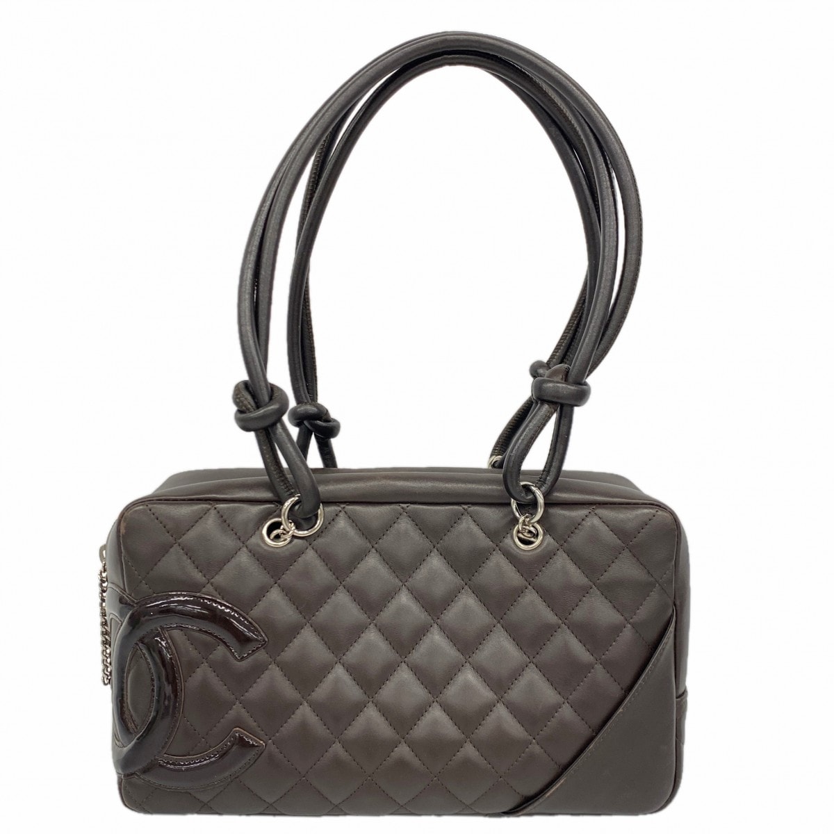 【6da0206-k】シャネル ショルダーバッグ カンボン ラムスキン ブラウン シルバー金具【中古】レディース