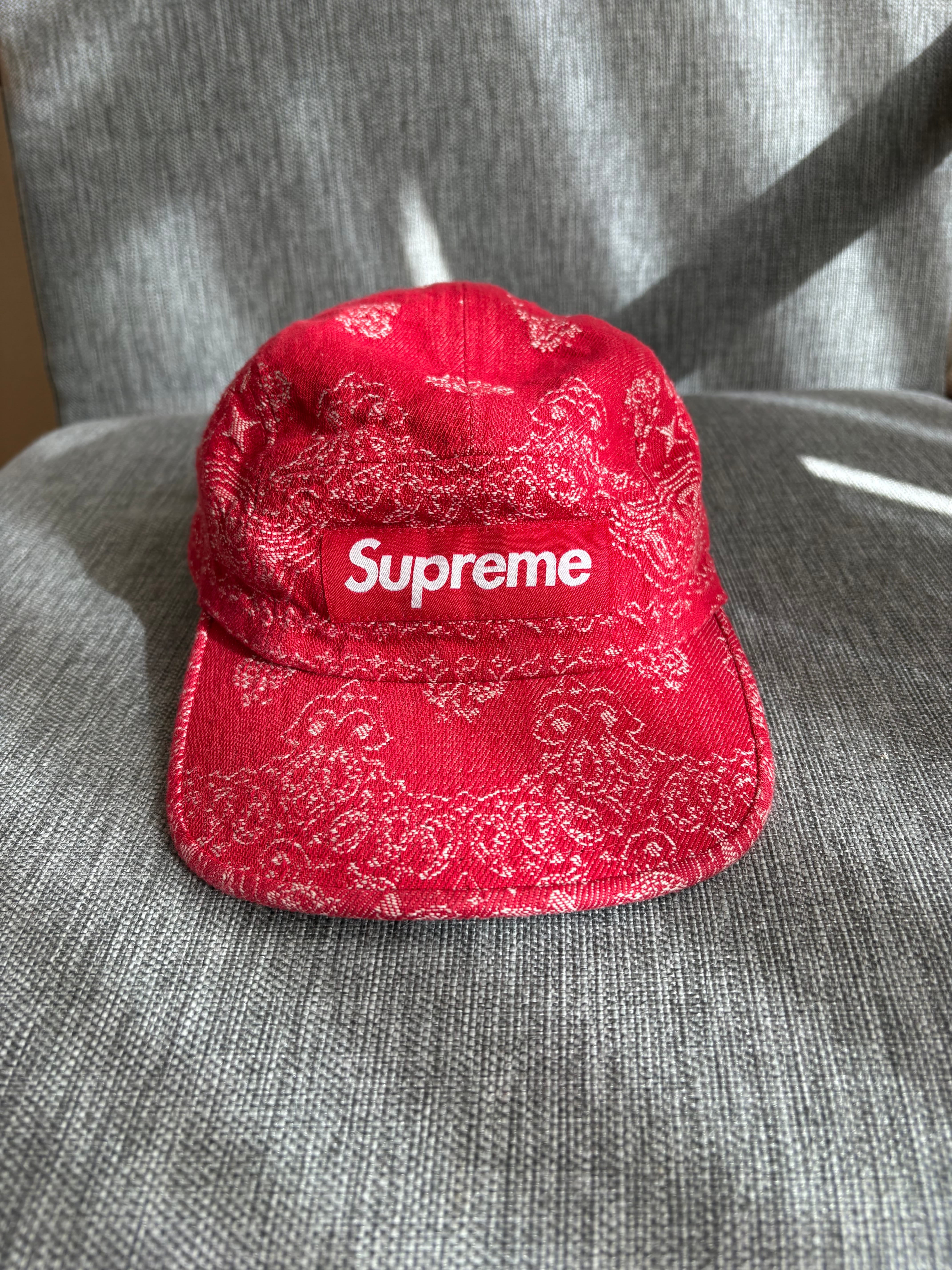 Supreme Bandana Jacquard Denim Camp Cap "Red" (25SS)