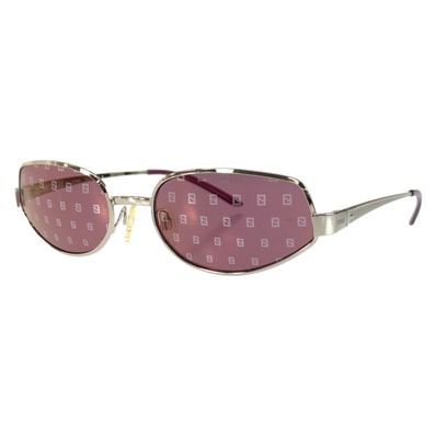 美品 FENDI フェンディ ヴィンテージ ズッカ パープル シルバー メタル サングラス 男女兼用 オーバル 602064 【中古】