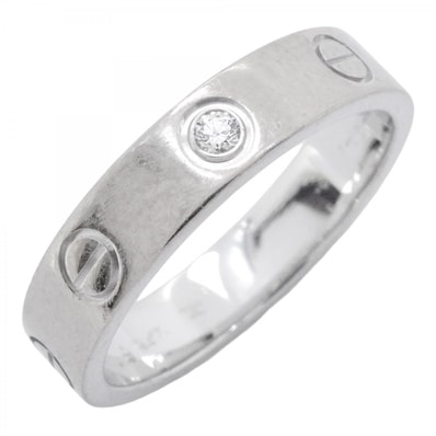 【6jdb0427-21】カルティエ リング ミニラブ K18WG ホワイトゴールド ダイヤモンド #51【中古】レディース