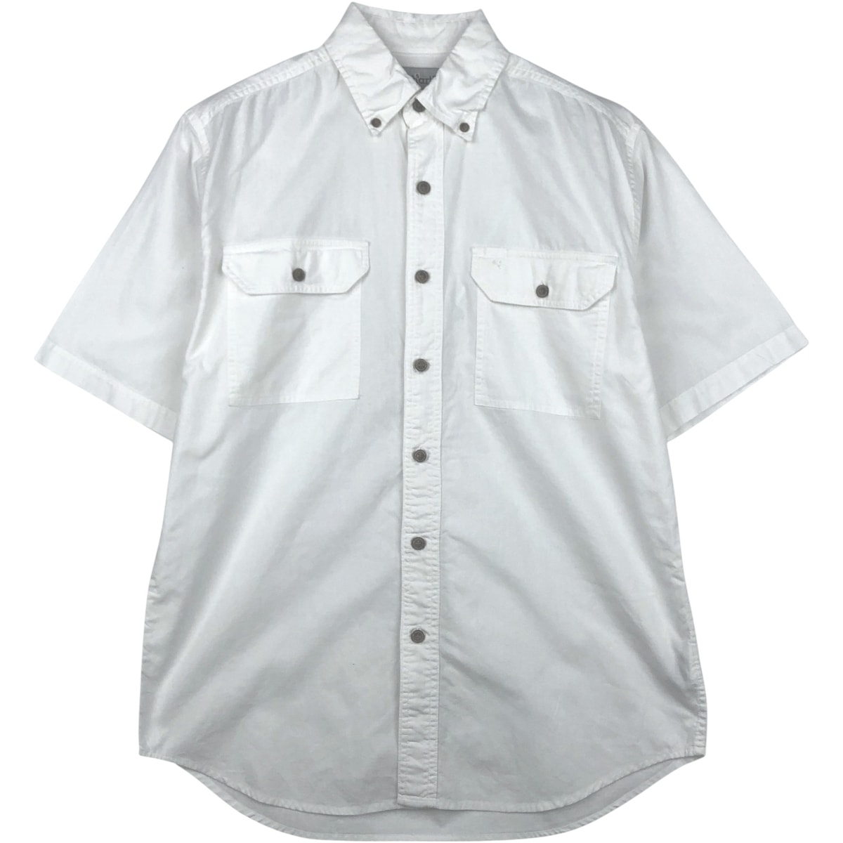 古着 カーハート Carhartt 無地 ボタンダウン フラップポケット 半袖 ワークシャツ メンズM相当/eaa641211