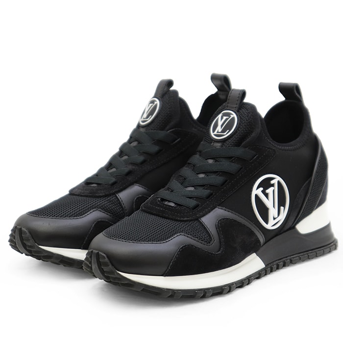 【新品同様】LOUIS VUITTON ルイ・ヴィトン スニーカー サイズ 37 レディース ランアウェイライン レザー × メッシュ コンビネーション LV ロゴ ラバーパッチ シューズ 靴 箱付属 ブラック ホワイト 黒 白 イタリア製