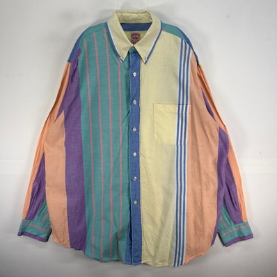 古着 ブルックスブラザーズ Brooks Brothers 長袖シャツ クレイジーカラー ボタンダウン L マルチカラー ストライプ メンズ