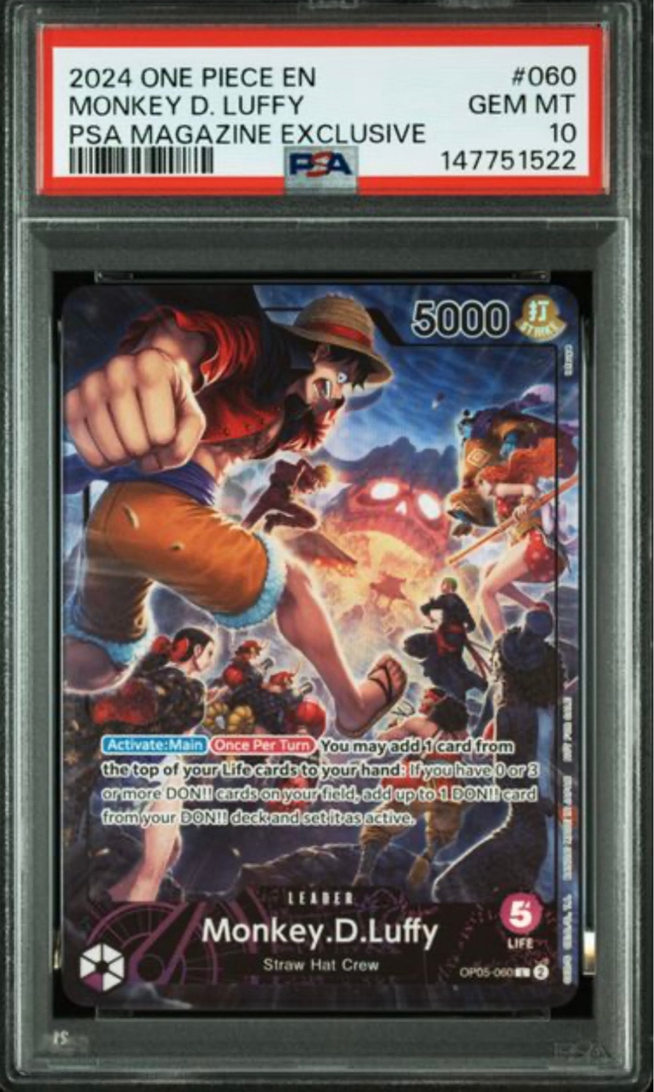 【PSA10】モンキー・D・ルフィ L (OP05-060) ワンピースカード PSA10】モンキー・D・ルフィ L [OP05-060]【英語版】（PSA限定コラボ
