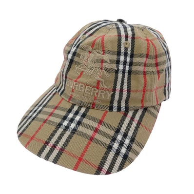 Supreme シュプリーム 帽子 22SS × Burberry Denim 6 Panel バーバリー デニム シックス パネル キャップ ノバチェック 帽子 ベージュ系 マルチカラー系【中古】