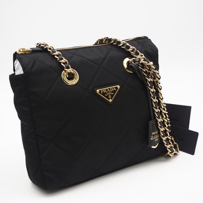 極美品 PRADA プラダ ナイロン Re-Edition1995 Re-Nylon チェーンショルダーバッグ NERO 1bg468 ショルダーバッグ ブラック ナイロン サフィアーノ レディース