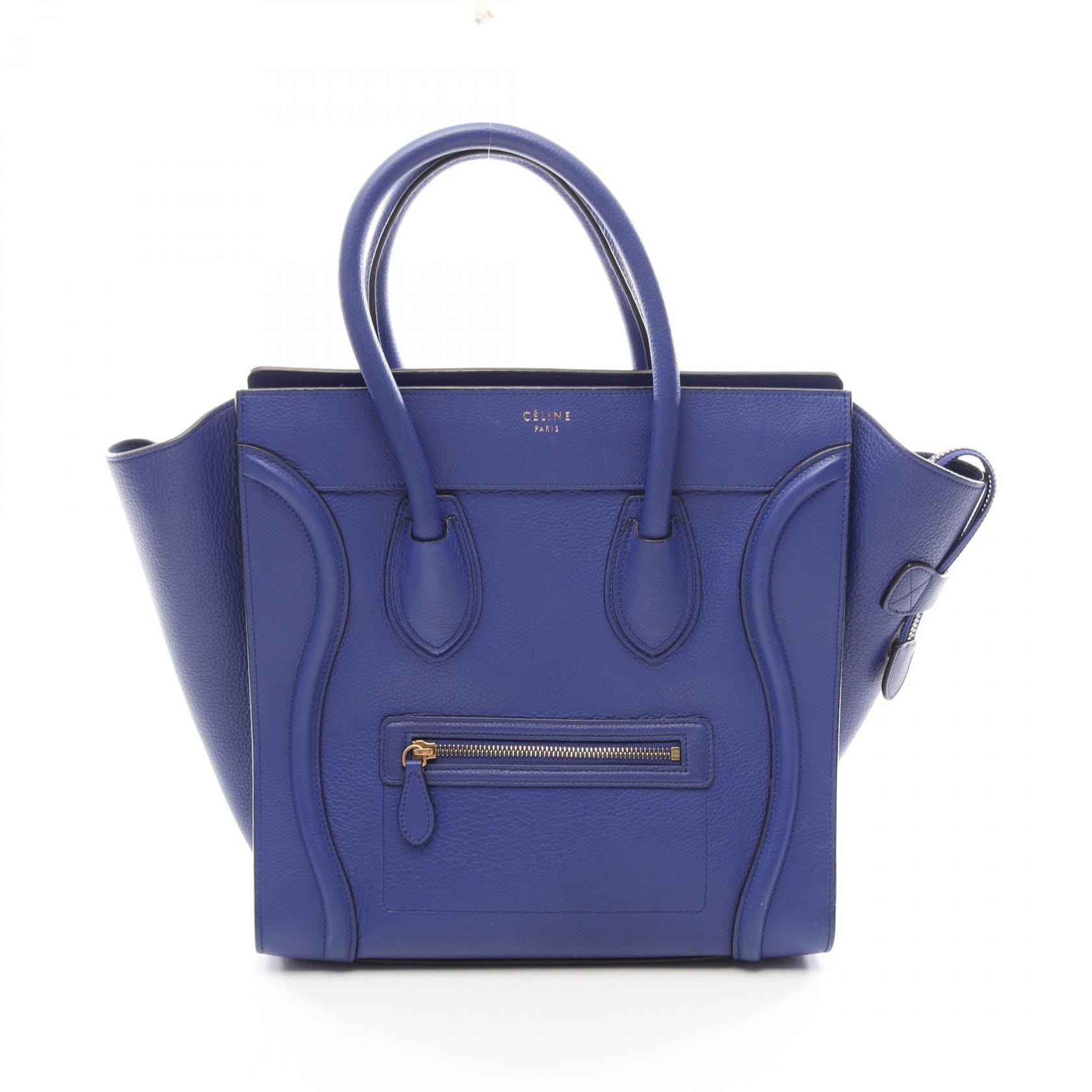 セリーヌ CELINE ラゲージ ミニショッパー ハンドバッグ バッグ レザー レディース ブルー系 【中古】