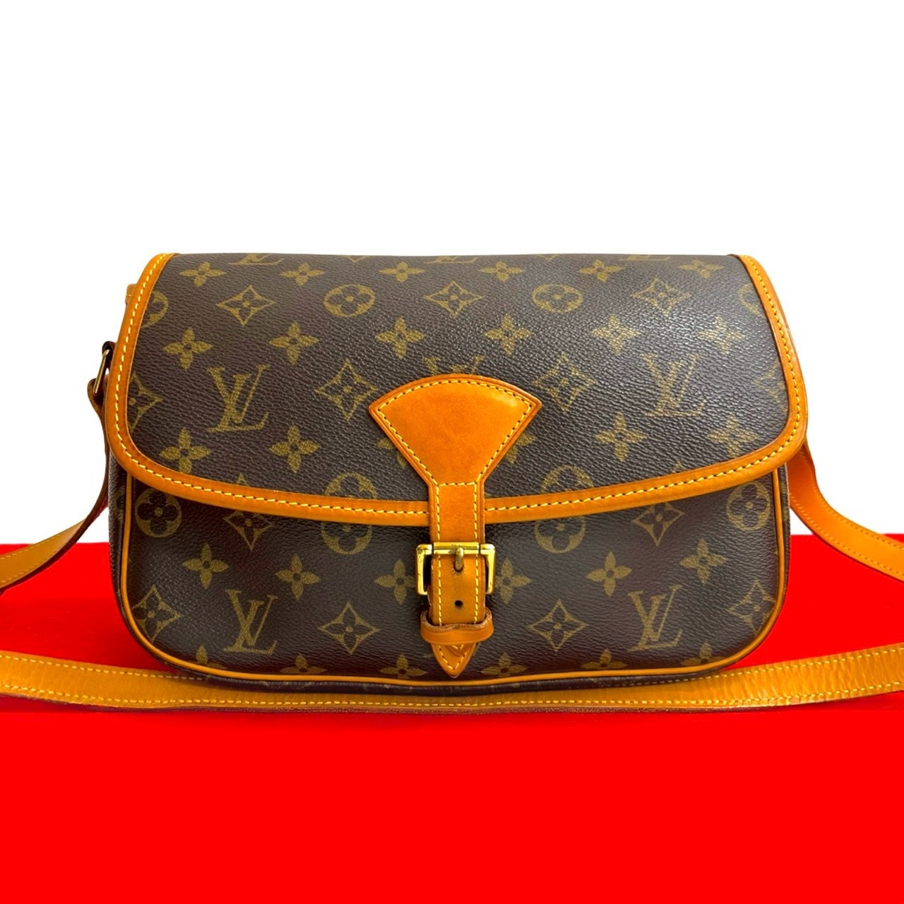 LOUIS VUITTON ルイヴィトン ソローニュ モノグラム レザー PVC ショルダーバッグ ブラウン
49285