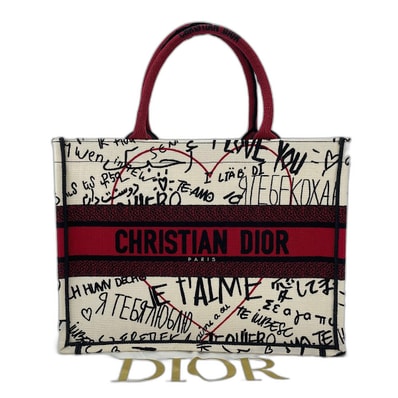 ディオール Dior キャンバス ブックトート アムールコレクション ミディアム トートバッグ キャンバス【中古】