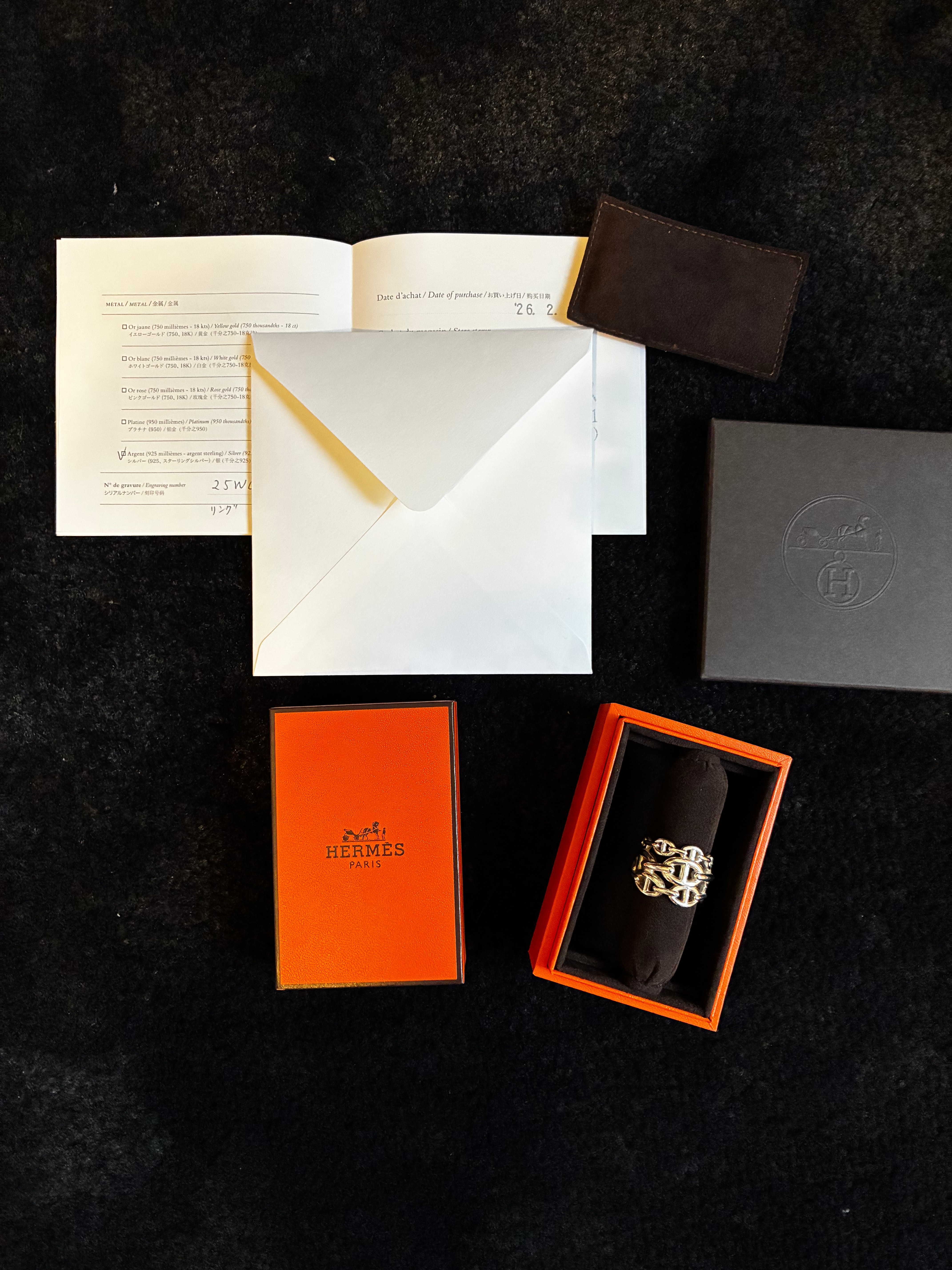 Hermes Chaine D'ancre Enchainee Ring Large Model "Silver"