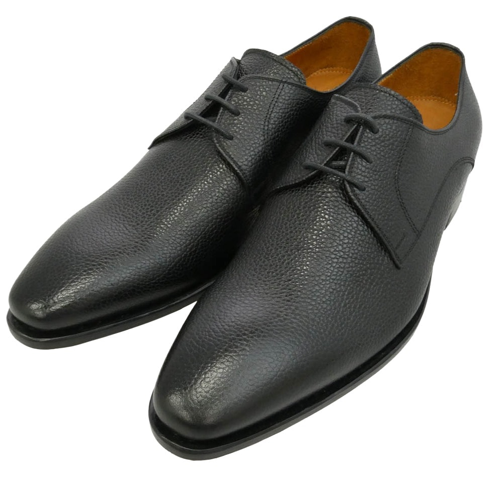 JALAN SRIWIJAYA ジャランスリウァヤ 98391 8199 Fortuna Shoes フォルトゥナ レザーソール プレーントゥ ロングノーズ グレインレザー シューズ ブラック系 UK8 1/2【極上美品】【中古】