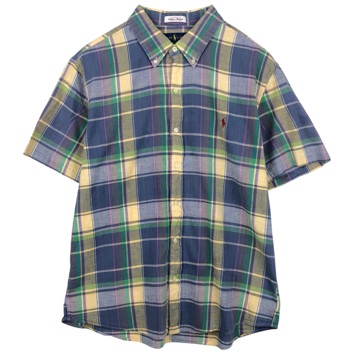 古着 ラルフローレン Ralph Lauren CUSTOM FIT マドラスチェック 半袖 ボタンダウン チェックシャツ メンズXXL相当/eaa655872