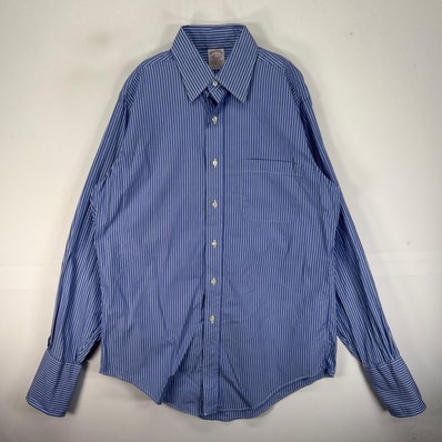 古着 ブルックスブラザーズ Brooks Brothers USA製 長袖シャツ 胸ポケット USA製 M ブルー系 ストライプ メンズ