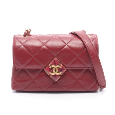 シャネル CHANEL マトラッセ スモールフラップ ショルダーバッグ バッグ ラムスキン(羊革) レディース ボルドー系 【中古】