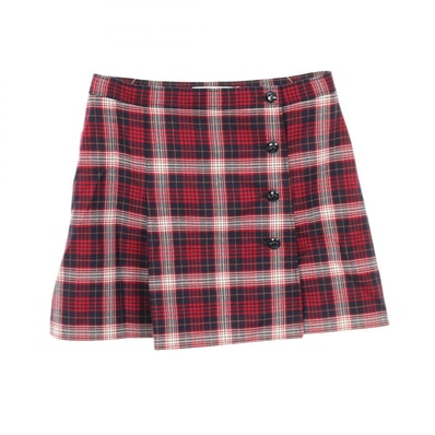 ディオール Dior CDロゴボタン タータンチェック スカート 衣料品 ボトムス ウール レディース レッド系 / ネイビー系 【中古】