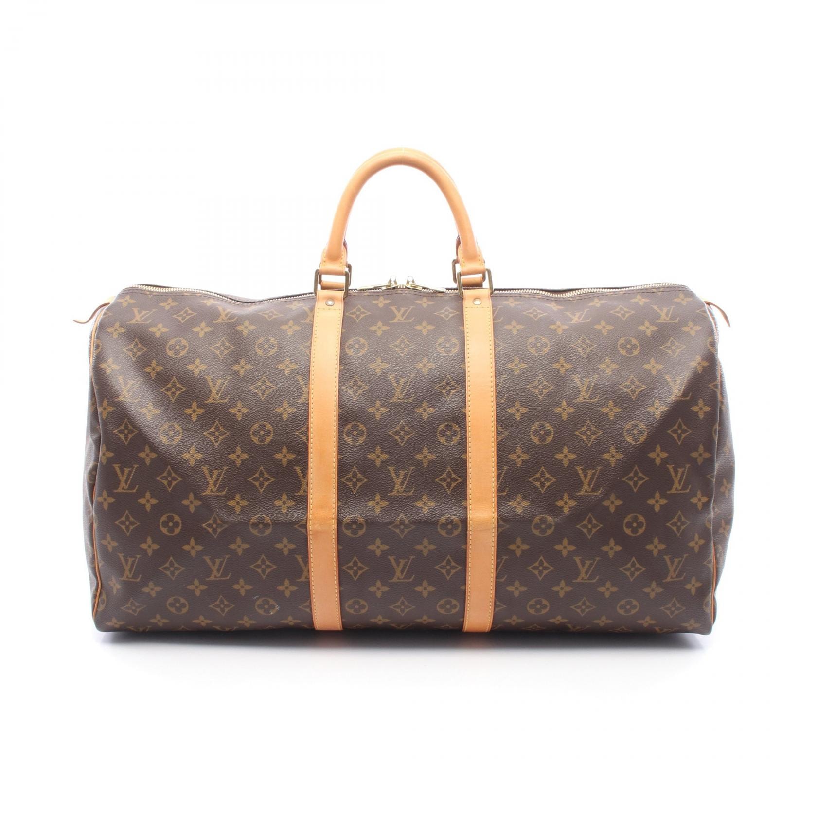 ルイ・ヴィトン LOUIS VUITTON キーポル55 ボストンバッグ バッグ PVCコーティングキャンバス レザー モノグラム メンズ レディース ブラウン系 M41424 【中古】